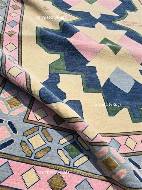 Hand-woven Kilim Area Rug With Geometric Diamond Medallion Pattern ...