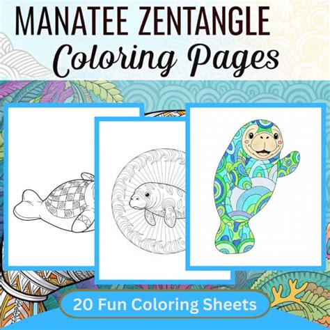 Manatee Zentangle Coloring Pages | Ocean Animals & Relaxing Patterns ...