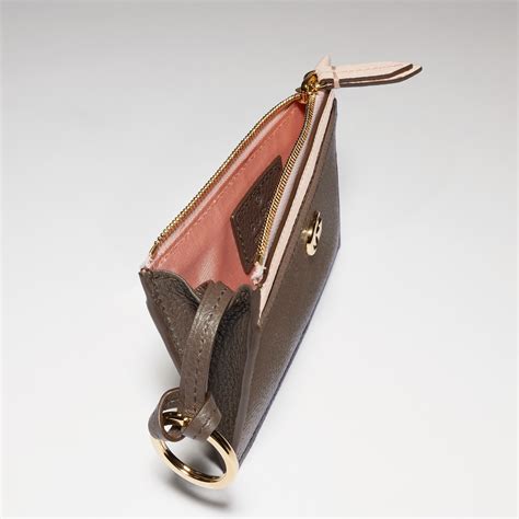 Bi-color GG Marmont zip key pouch in dark taupe leather | GUCCI® SE