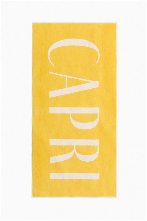 Text-motif cotton beach towel - Yellow/Capri - Home All | H&M IN