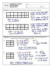Exploring Logarithmic Functions: Data Modeling Practice Set | Course Hero