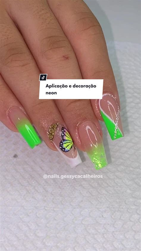 Dicas de Unhas Neon Verdes: Decoração e Aplicação | TikTok