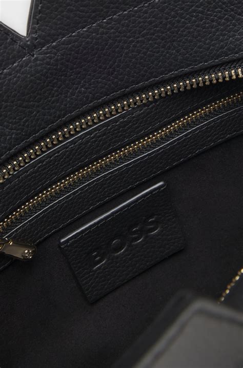 BOSS - BOSS Revers small leather tote bag with belt detail - Black