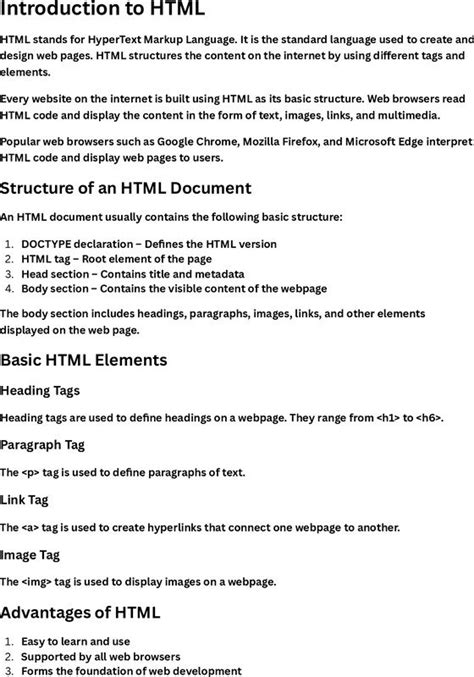 HTML (HyperText Markup Language) – Complete Study Notes - ShareMyNotes ...