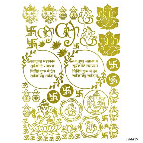 Buy Resin Metal Stickers Gold VAKRATUNDA MAHAKAYA Mantra, for Resin Art ...