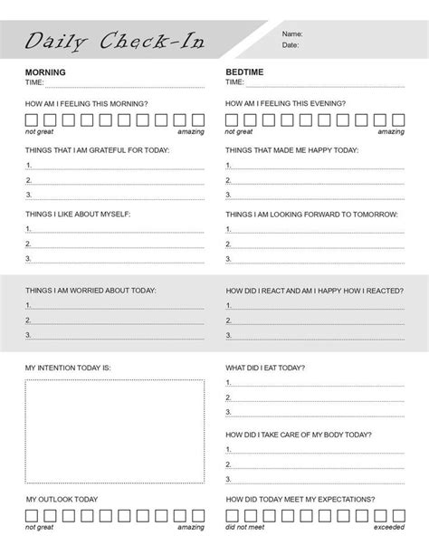 Mental Health Daily Check In Template Editable Pdf In Mental Health Workbook Mental