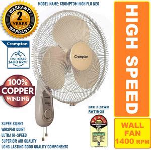 Crompton HIGH SPEED Wall Fan for home 100% COPPER SUPER SILENT 400mm/16 ...