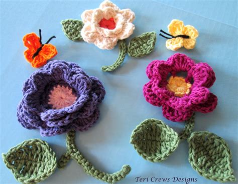 Find easy baby patterns, hats, scarves, and more. Teri's Blog: Free Flowers and Butterflies Crochet Pattern