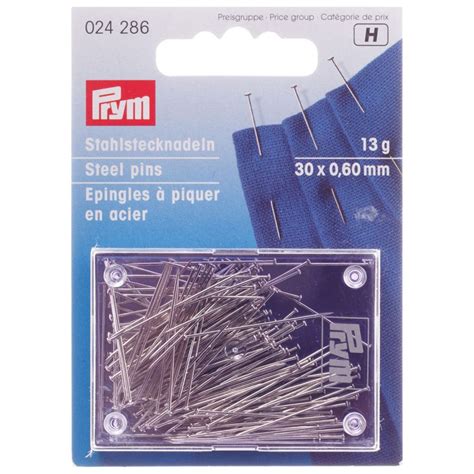 Prym Straight Pins 6 Ef 060 X 30mm Silver Col Sew Essential