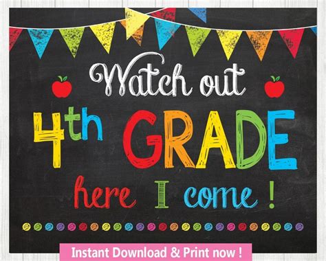Watch Out 4th Grade Here I Come Sign Watch Out Fourth Grade Etsy
