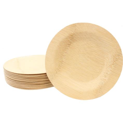 Biodegradable Bamboo Round Wooden Disposable Plate 7 18cm Noble