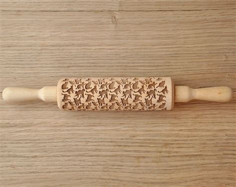 Cats Pattern Embossed Rolling Pin Engraved Rolling Pin Cat Etsy