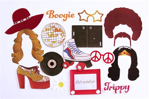 70s Party Printable Photo Booth Props Instant Download