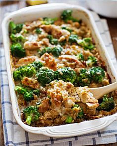A creamy chicken and broccoli casserole with a hint of curry flavor has a topping of melted cheese and crisp corn flake crumbs for a dish even picky it is very good and combines the creamy texture of the cheese sauce with the crunchy texture of the corn flakes. 15 Healthy Casserole Recipes - My Life and Kids