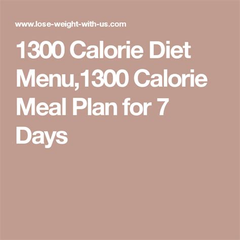 Woman Printable 1300 Calorie Meal Plan