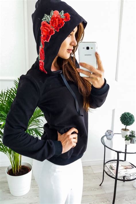 Floral Printed Hooded Pullovers Top Fashion Winter Female Hoodies Sexy