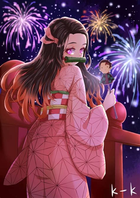 Nezuko Enjoying The Fireworks Anime Demon Anime Slayer Anime