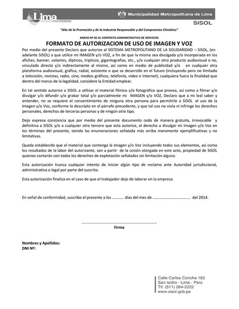 Carta De Autorizacion De Uso De Imagen Images