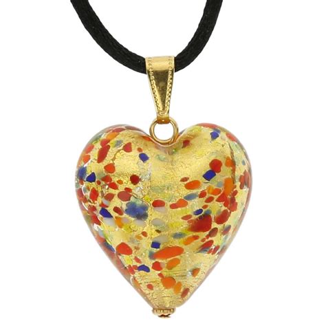 Murano Pendants Murano Heart Pendant Multicolor Confetti