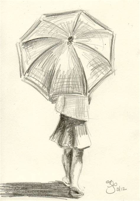 Girl With Umbrella 4x6 Pencil Study Sketches Art Inspiration