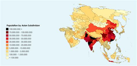 Map Of Asia S Population By Subdivisions Spend All Day Doing This Thought I D Share Parts Of