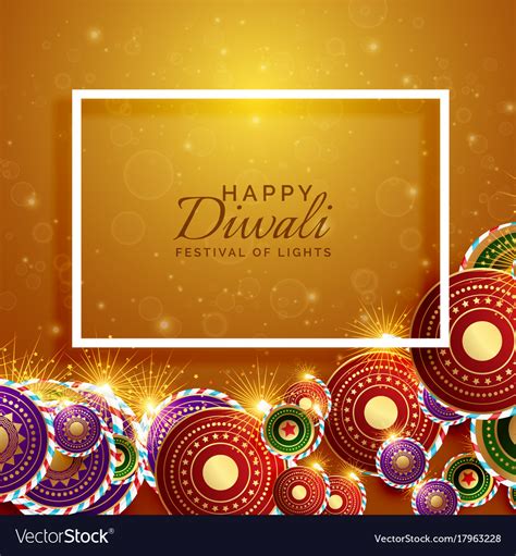 Happy Diwali Background With Festival Crackers Vector Image