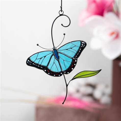 Morpho Butterfly Stained Glass Window Hangings 18762 From