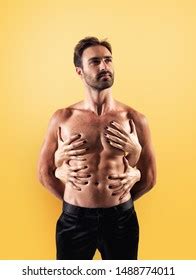 Sexy Man Touched By Multiple Woman Stock Photo Shutterstock