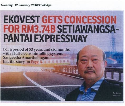 — picture by hari anggara. Ekovest Concession RM 3.74B Setiawangsa-Pantai Expressway ...