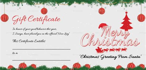 Printable Merry Christmas T Certificate Template In Adobe Photoshop