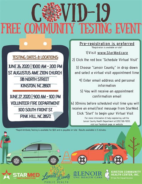 Covid 19 Community Testing Event Flyer 5 Kinston Community Health