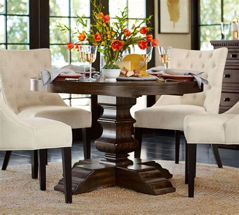 Experience online shopping with a wide range of dining tables and enjoy free delivery on orders over kwd 99 easy returns click & collect kuwait. Banks Extending Pedestal Dining Table | Pottery Barn CA
