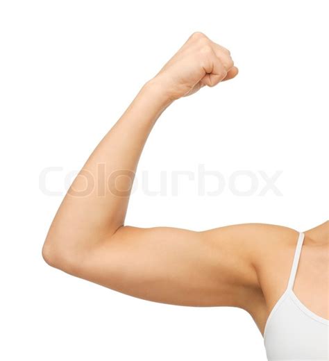 Closeup Picture Of Sporty Woman Flexing Stock Photo