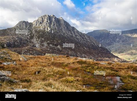 View To Mount Tryfan Mountain East Face And Heather Terrace In