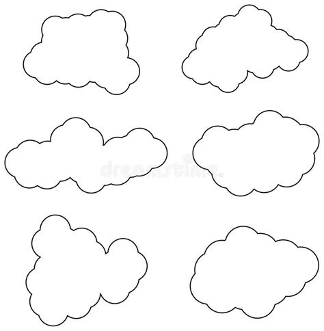 Six Fluffy Clouds Icon Set Stock Vector Illustration Of Cloud 303543576