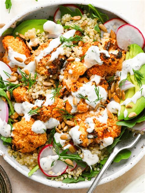 Vegan BuffaLo Roasted Cauliflower Bowls Gluten Free Story Nyssa S