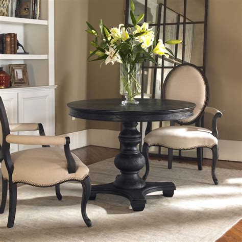 Satin Black Round Wood Entry Foyer Accent Dining Occasional Table Large