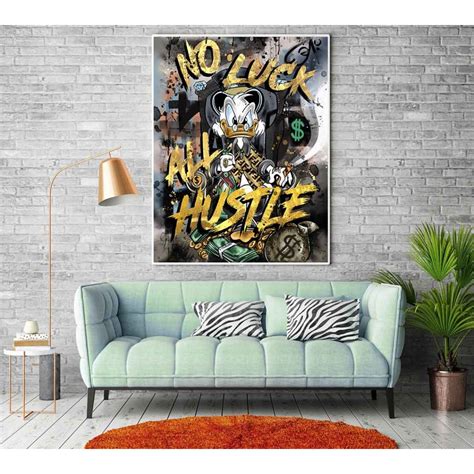 Obraz No Luck All Hustle Portreteocz Pop Art Motivační Moderní Obraz Dekorace Na Zeď