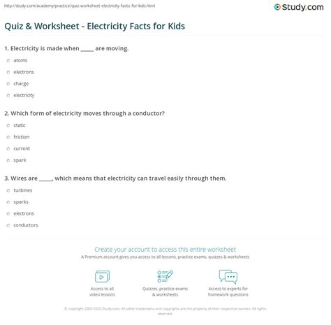 May 25, 2021 · a comprehensive database of more than 44 electrical quizzes online, test your knowledge with electrical quiz questions. Quiz & Worksheet - Electricity Facts for Kids | Study.com