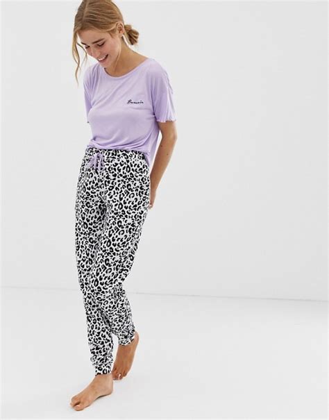 New Look Bonsoir Pyjama Avec Pantalon Style Jogging Lilas Asos