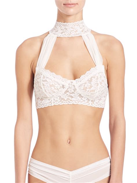 Hanky Panky Retro Mesh And Lace Collar Bralette In White Lyst