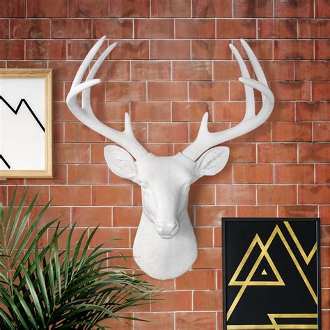 Large White Faux Deer Head Faux Taxidermy Decor By Wall Charmers