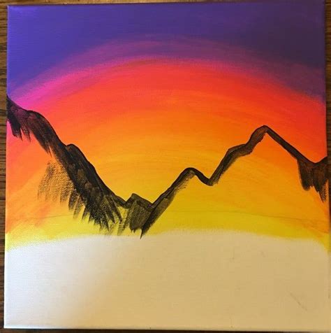 Paint A Mountain Sunset For Beginners In 2020 Mountain Sunset