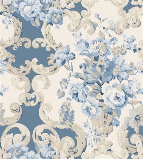 Floral Rococo Blue Wallpaper Icons Wallpaper Mulberry Home