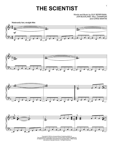 The Scientist Piano Sheet Music By Coldplay Solo Piano