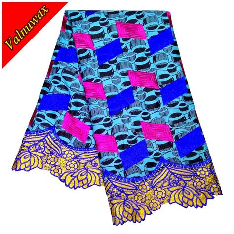 New Arrival African Guipure Wax Fabric With Lace Nigerian Prints Wax Lace Embroidered Polyester