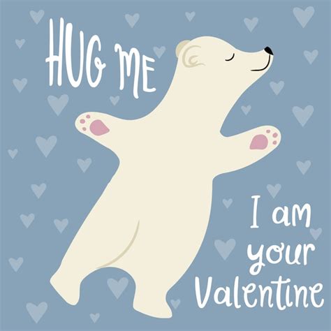 Premium Vector Cute Valentines Day Card With Polar Bear