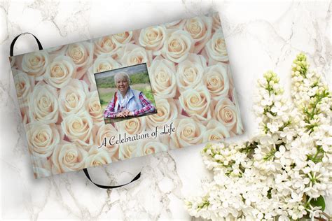 White Roses Matching Themed Celebration Of Life Guest Book For Funer