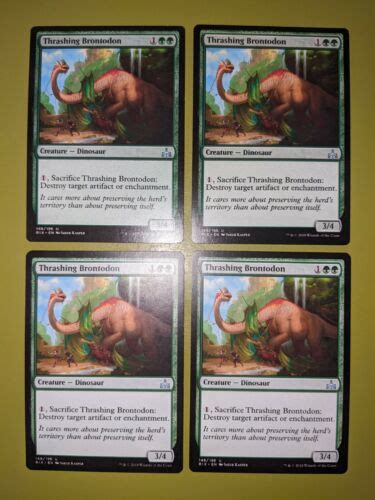 Thrashing Brontodon X4 Rivals Of Ixalan 4x Playset Magic The Gathering