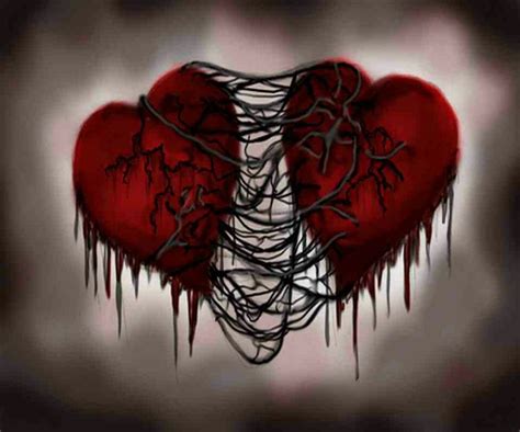 two hearts connected by veins emo love cartoon emo love heart pictures